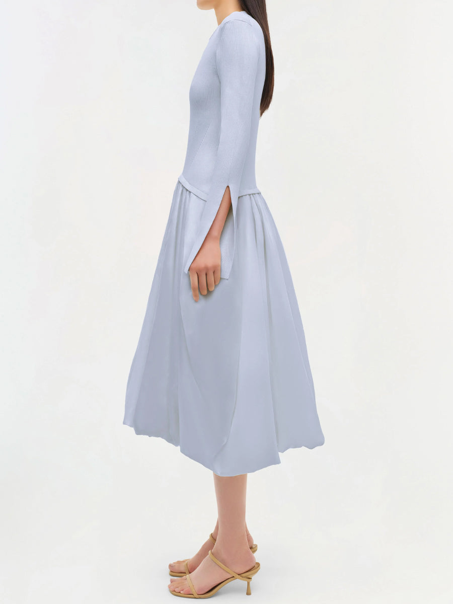 Patchwork Knit Midi Dress