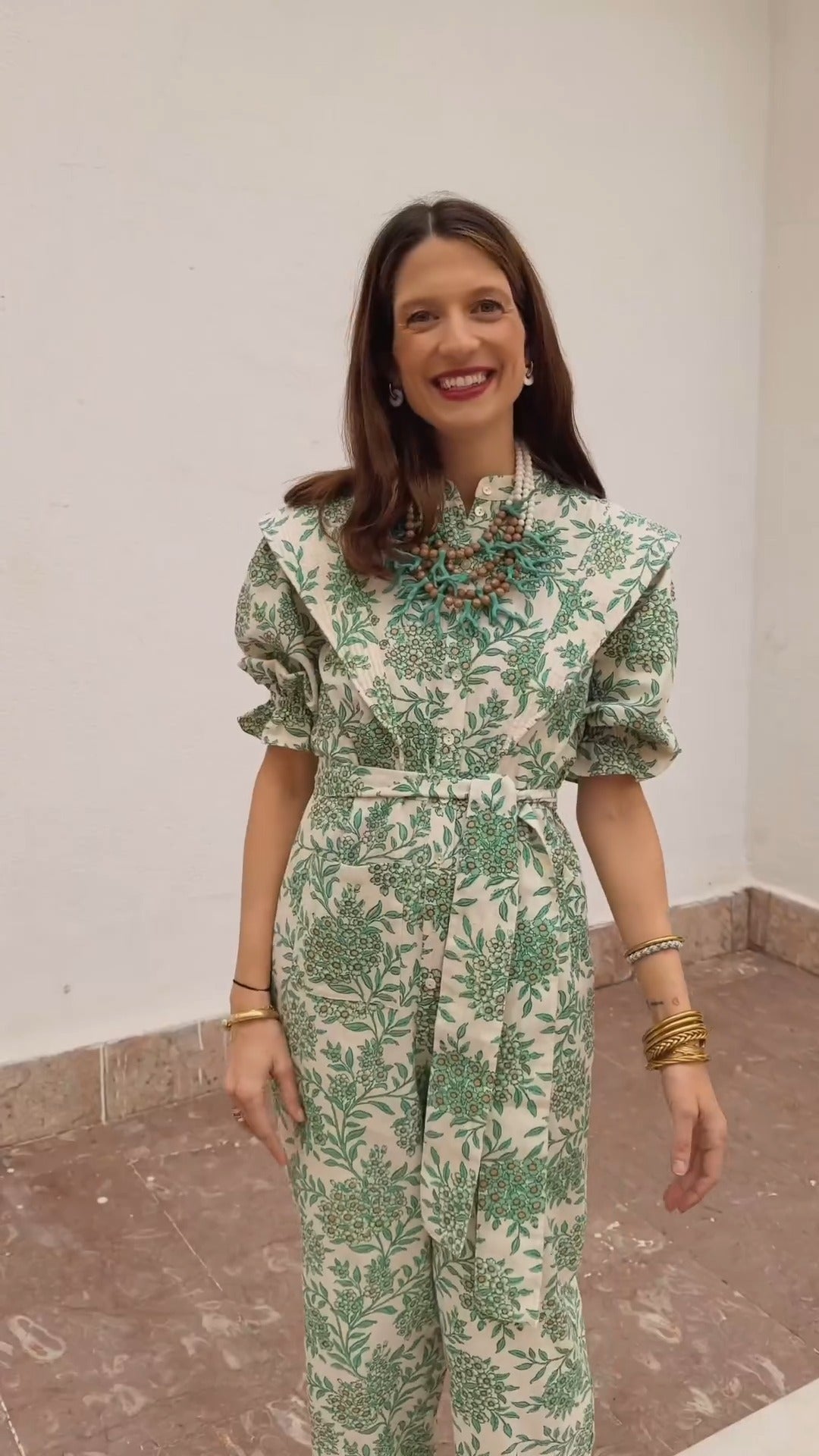 Green Printed Jumpsuit
