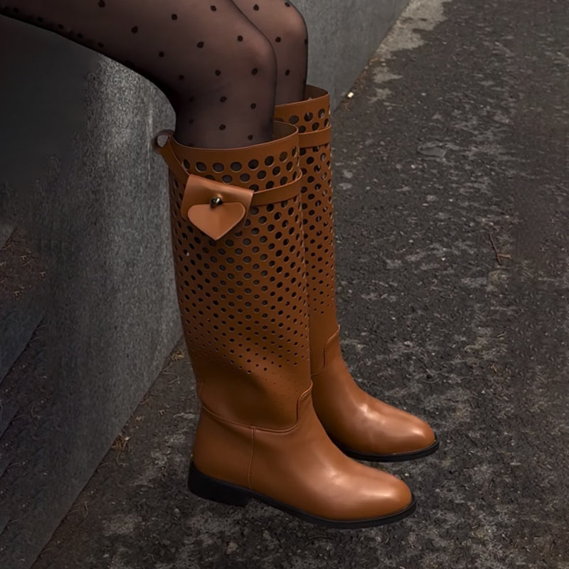 Cutout Flat Knights Boots