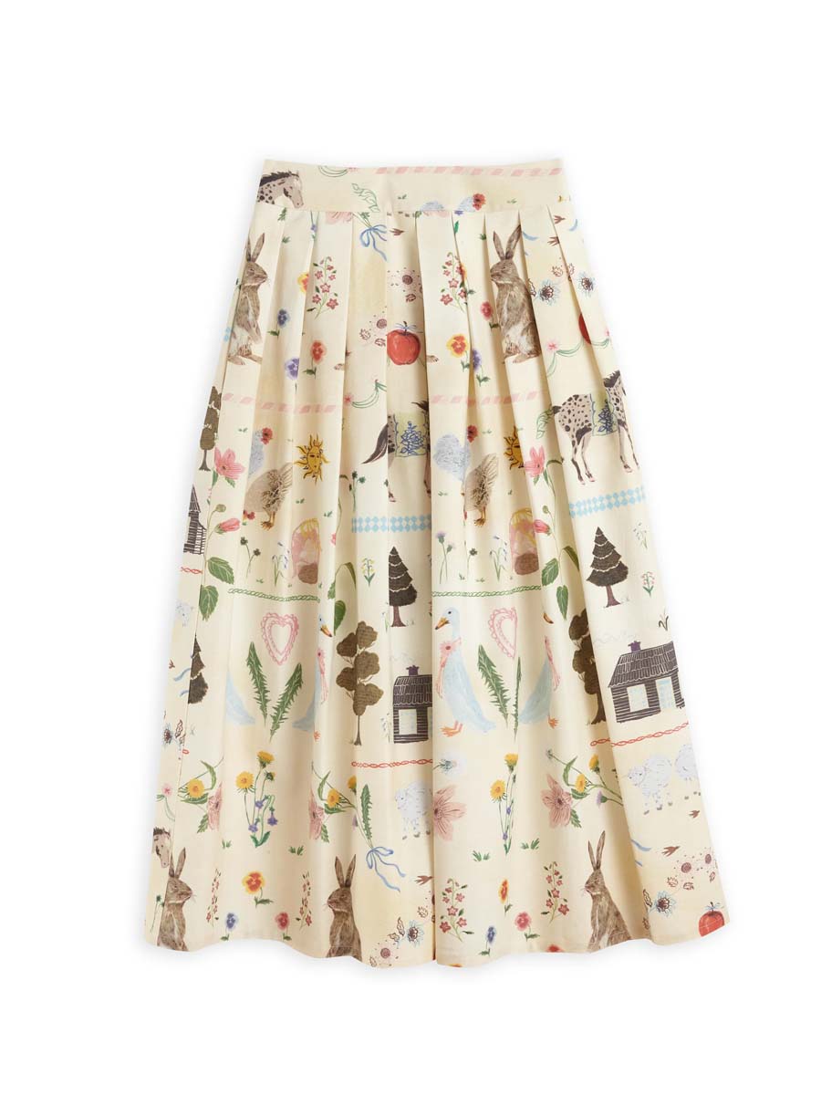 Printed Hight Waist Pleated Skirt