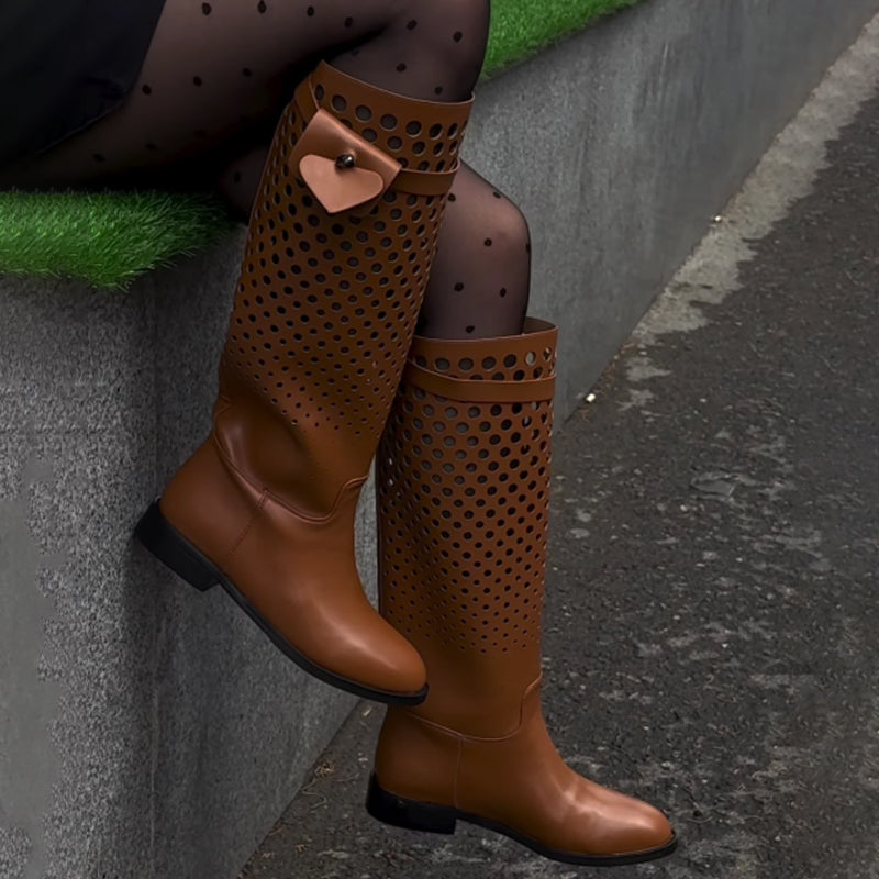 Cutout Flat Knights Boots