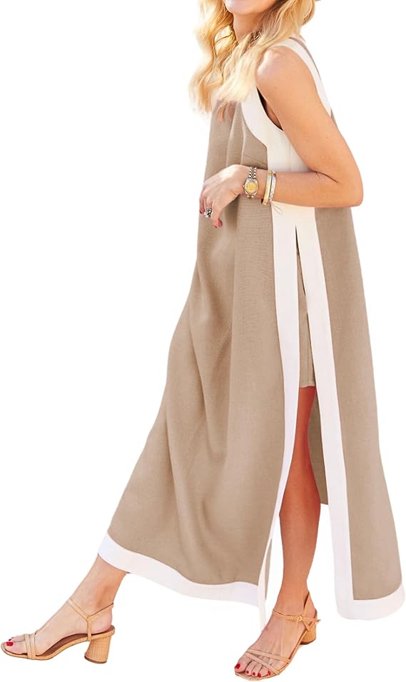 Women's 2-piece Bohemian Color Blocked Sleeveless Dress