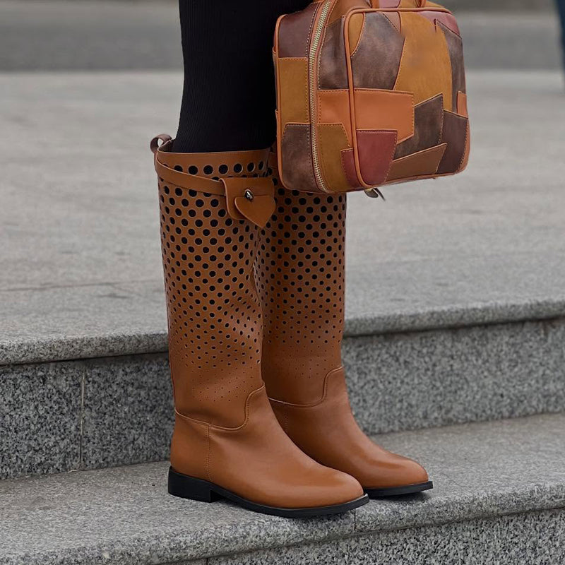 Cutout Flat Knights Boots