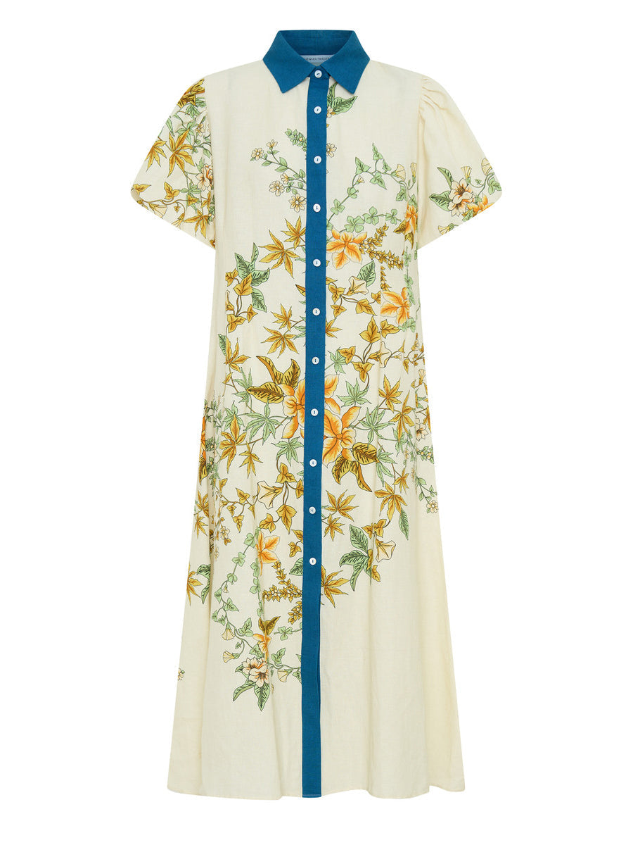 Placement Print Puff Sleeve Dress