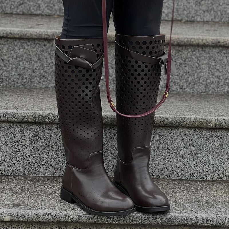 Cutout Flat Knights Boots