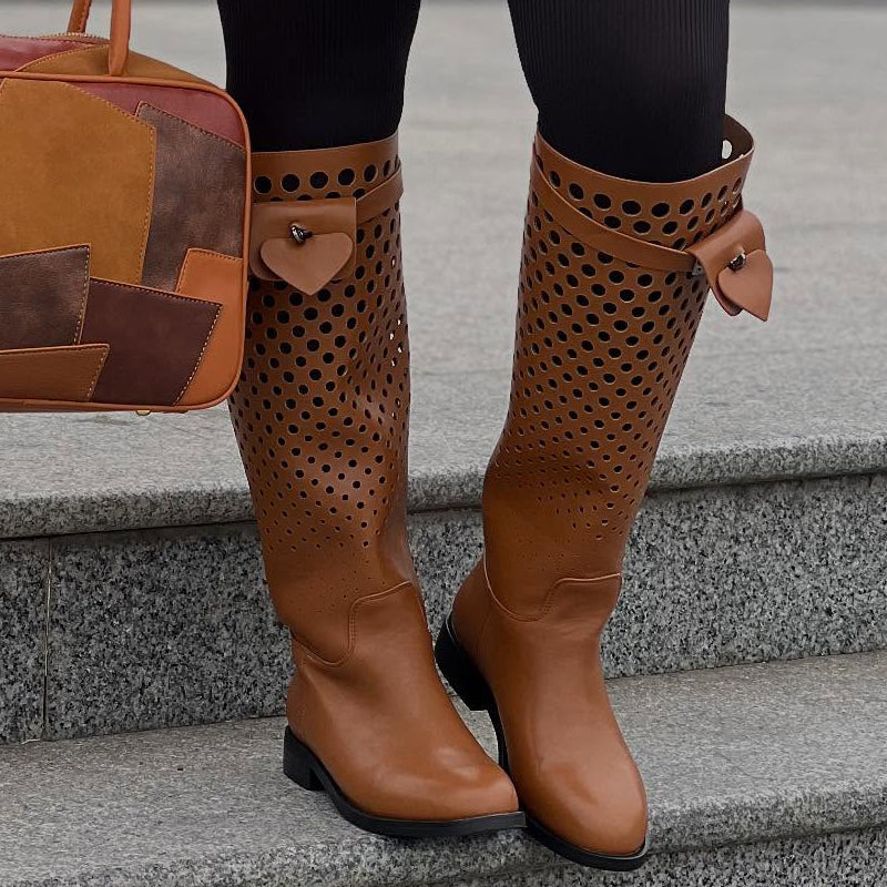 Cutout Flat Knights Boots