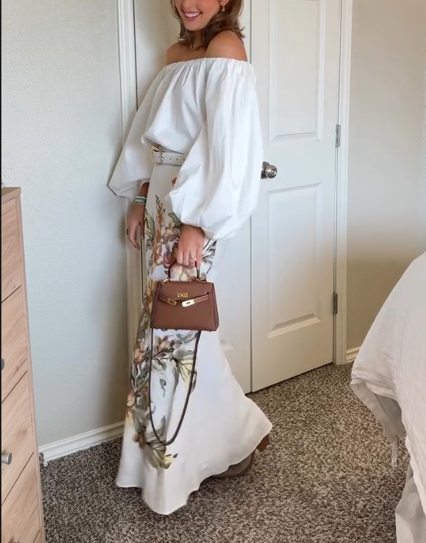 Luxury Floral Off Shoulder Dress