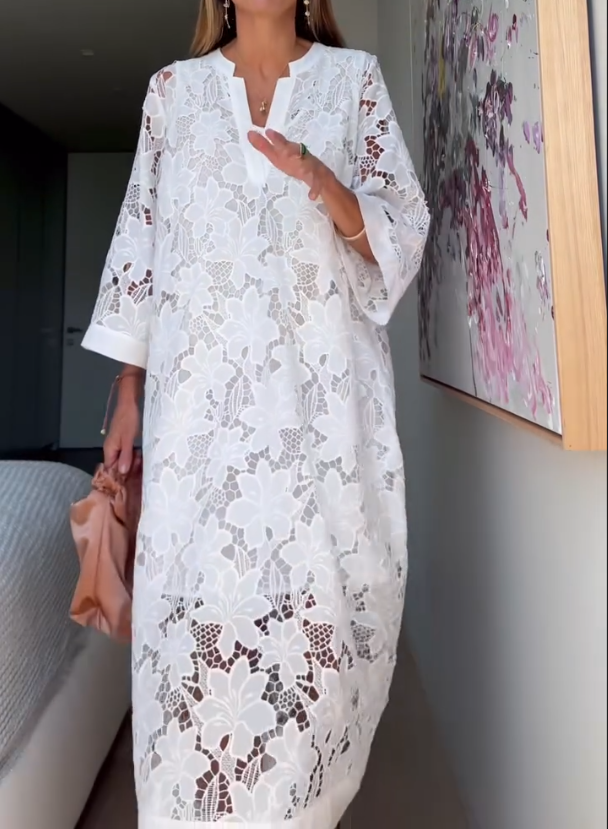 Hollow Out V-neck Dress