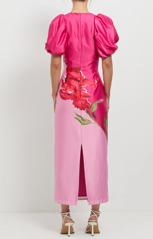 Fab Pink Flower Midi Dress