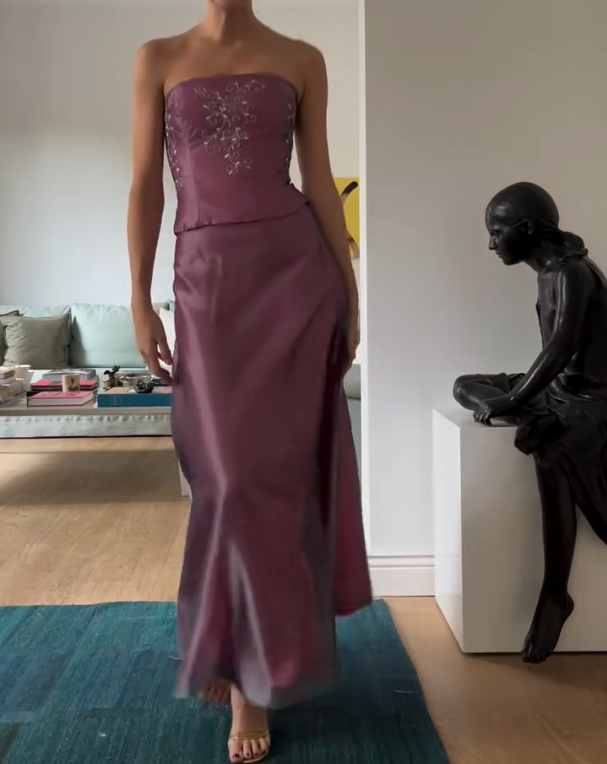 Chiffon Pink Strapless Dress