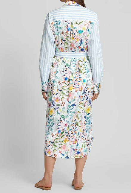 Stylish Striped Splicing Shirt Dress