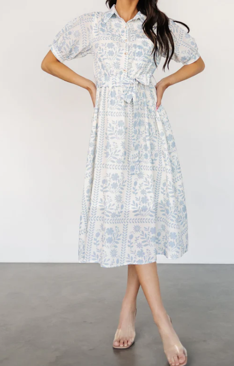 Spring Floral Midi Shirt Dress