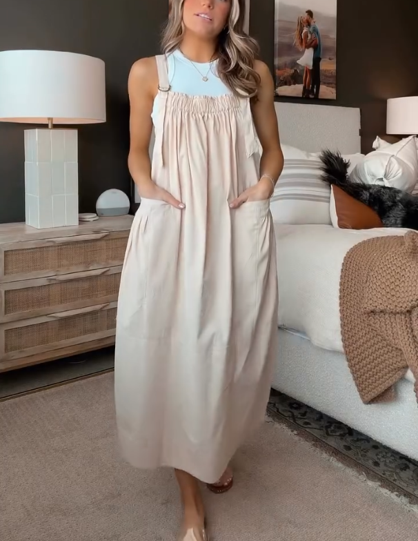 Women's Casual Loose Solid Color Suspender Skirt