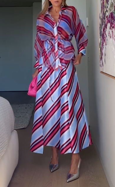 Thin Silk And Satin Line Splicing Dress