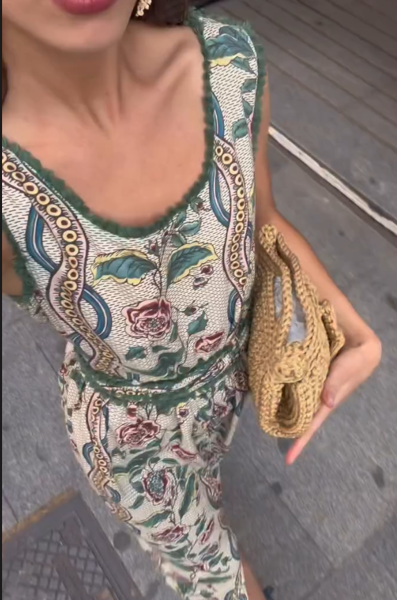 Flower Retro Round Neck Dress