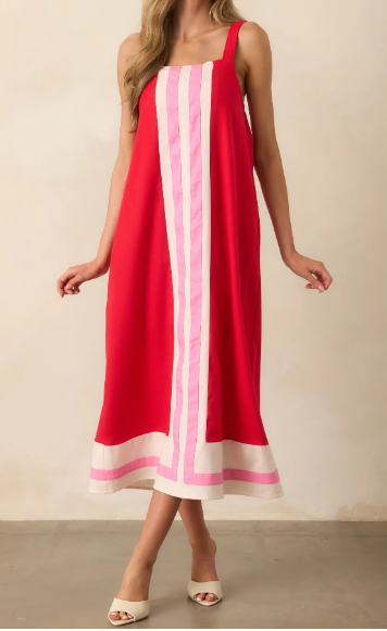 Block Linen Maxi Dress