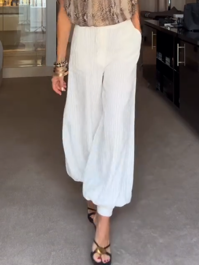 White Satin Ice Silk Cool Pants