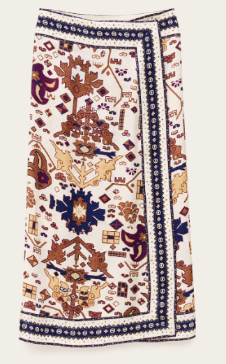 Retro Printed Midi Skirt