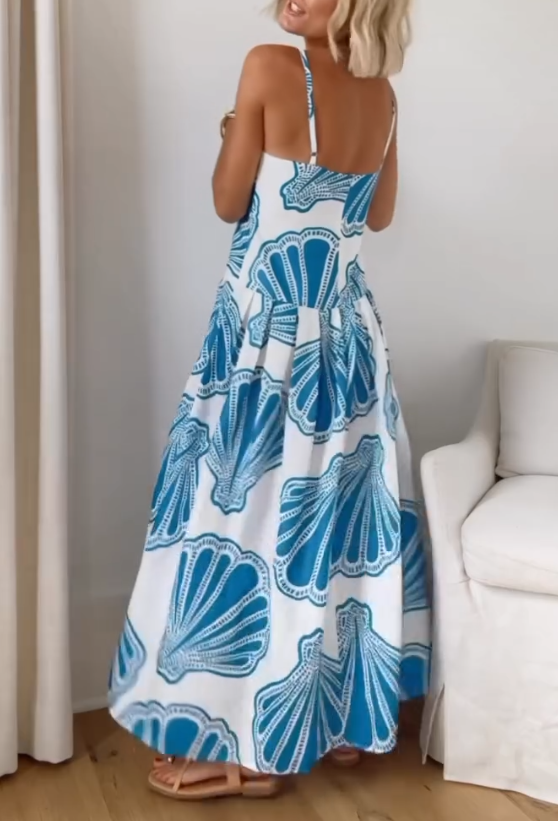 Blue Shell Strap Dress
