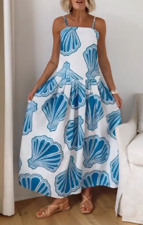 Blue Shell Strap Dress