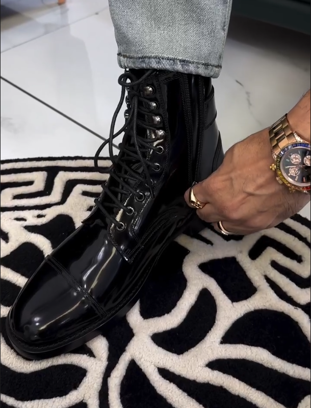 Lacquered Shiny High Top Boots