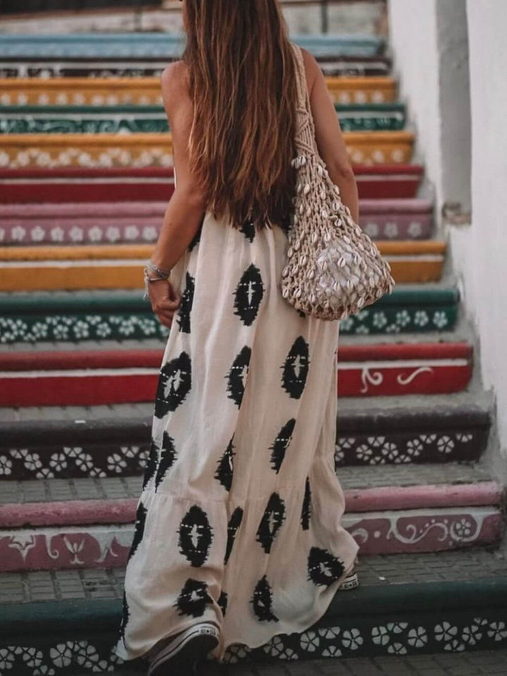 Printed Asymmetric Maxi Dress