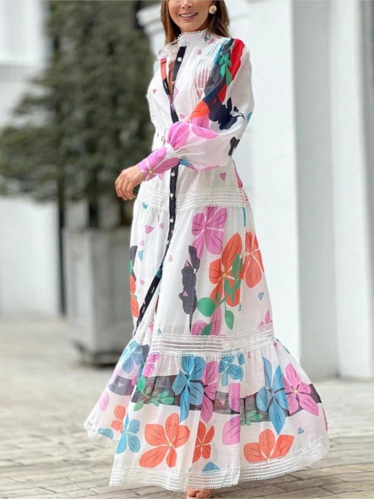 Stand Neck Commute Dress