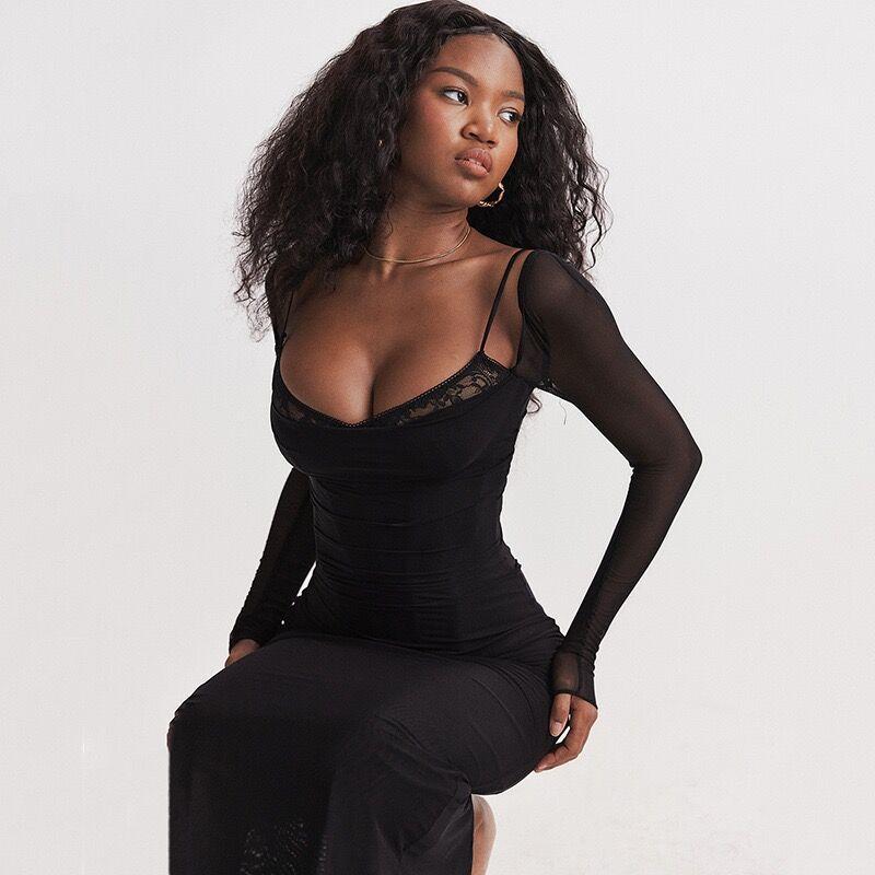 Black Lace Maxi Dress