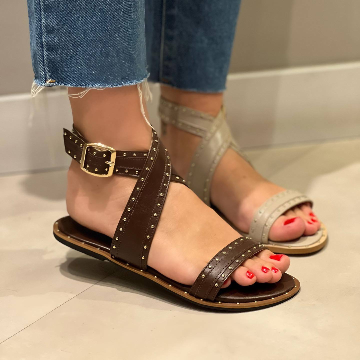 Women's Chic Studded Flat Sandals