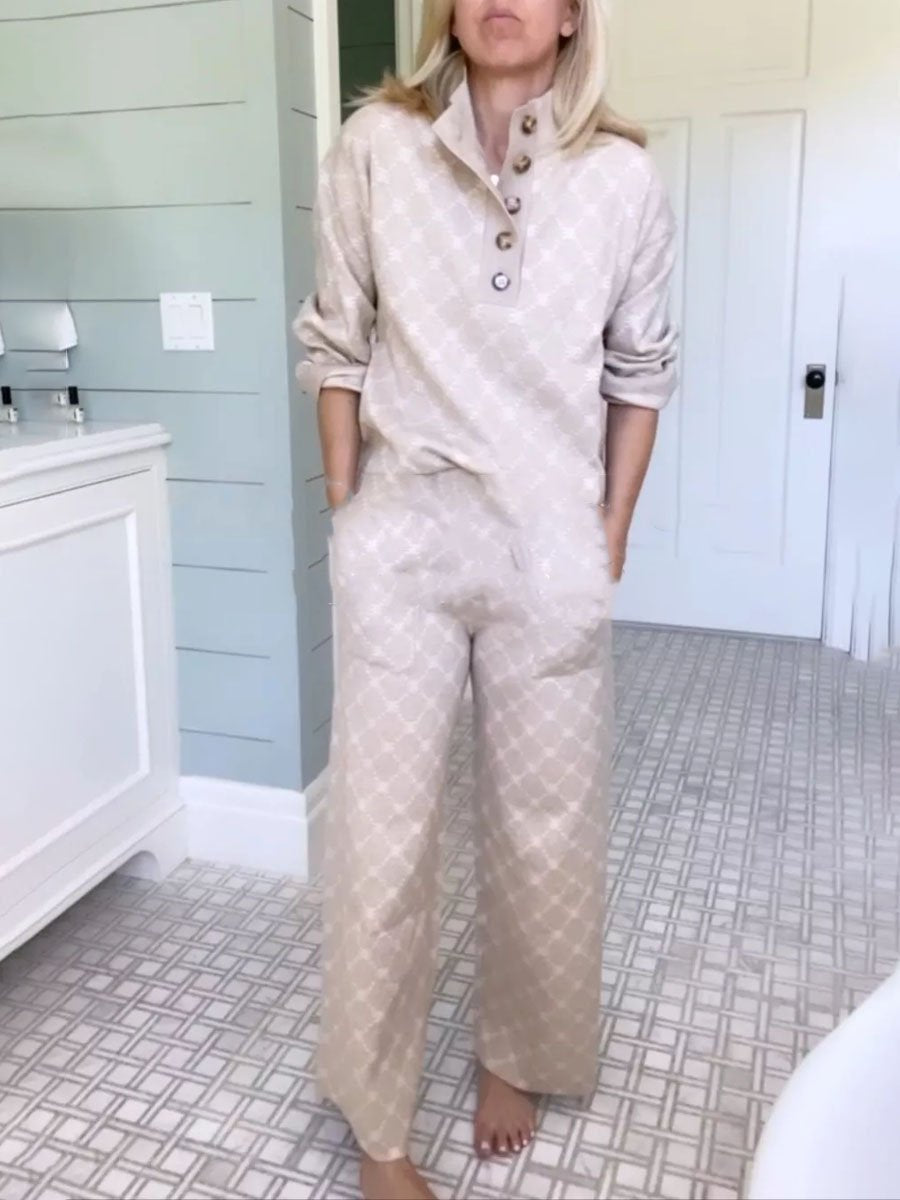 Button Up Long Sleeve Two Pieces Sets