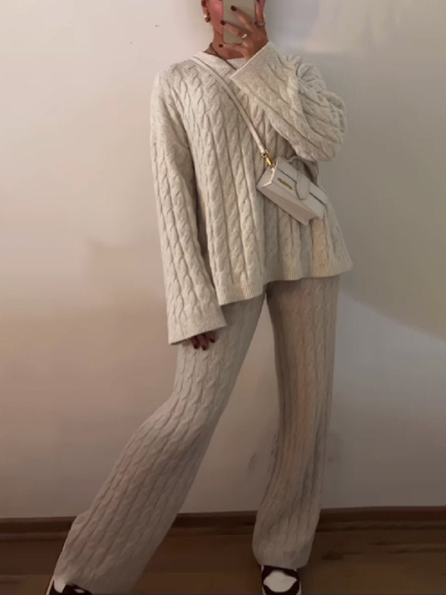 Cable-knit Two Pieces Set