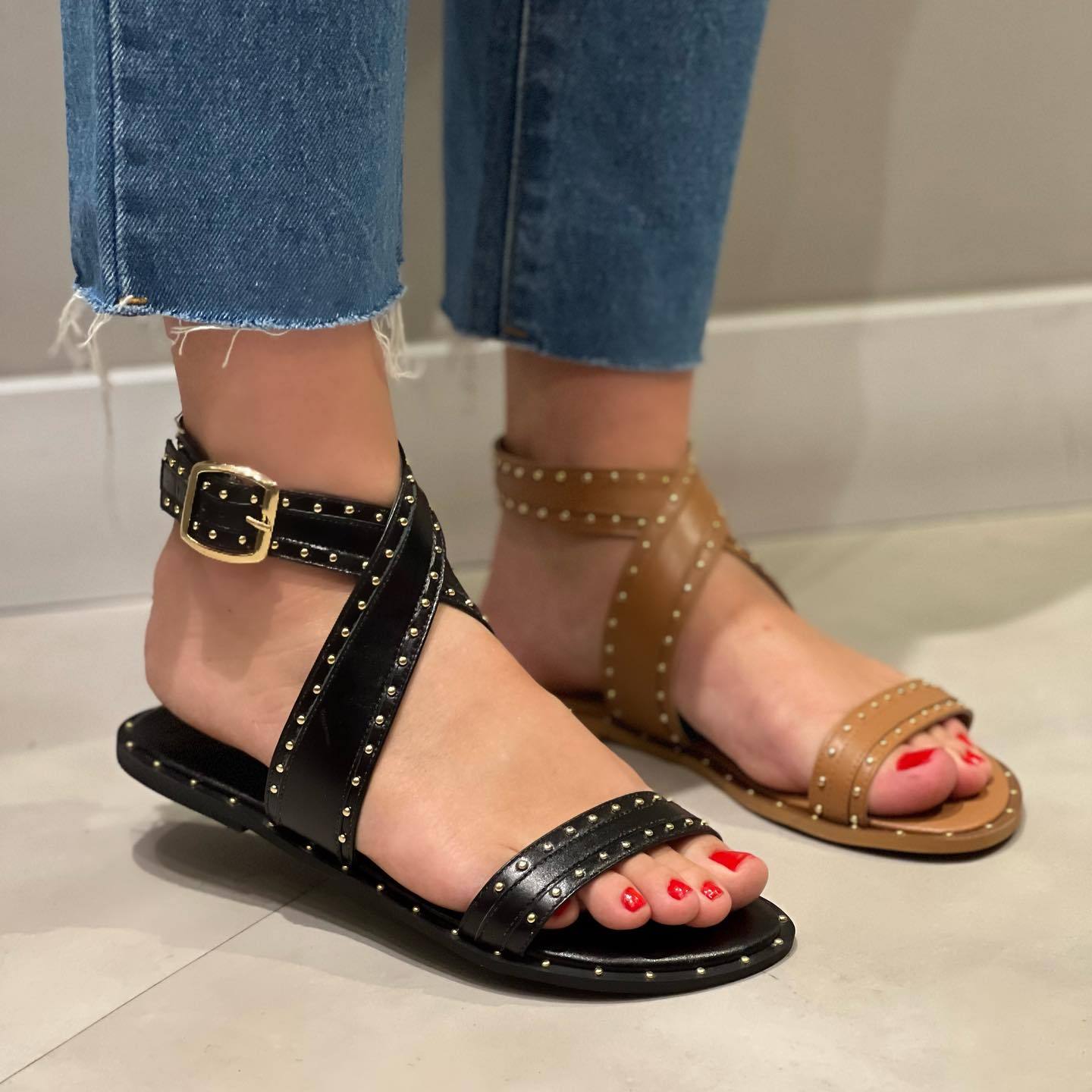 Women's Chic Studded Flat Sandals