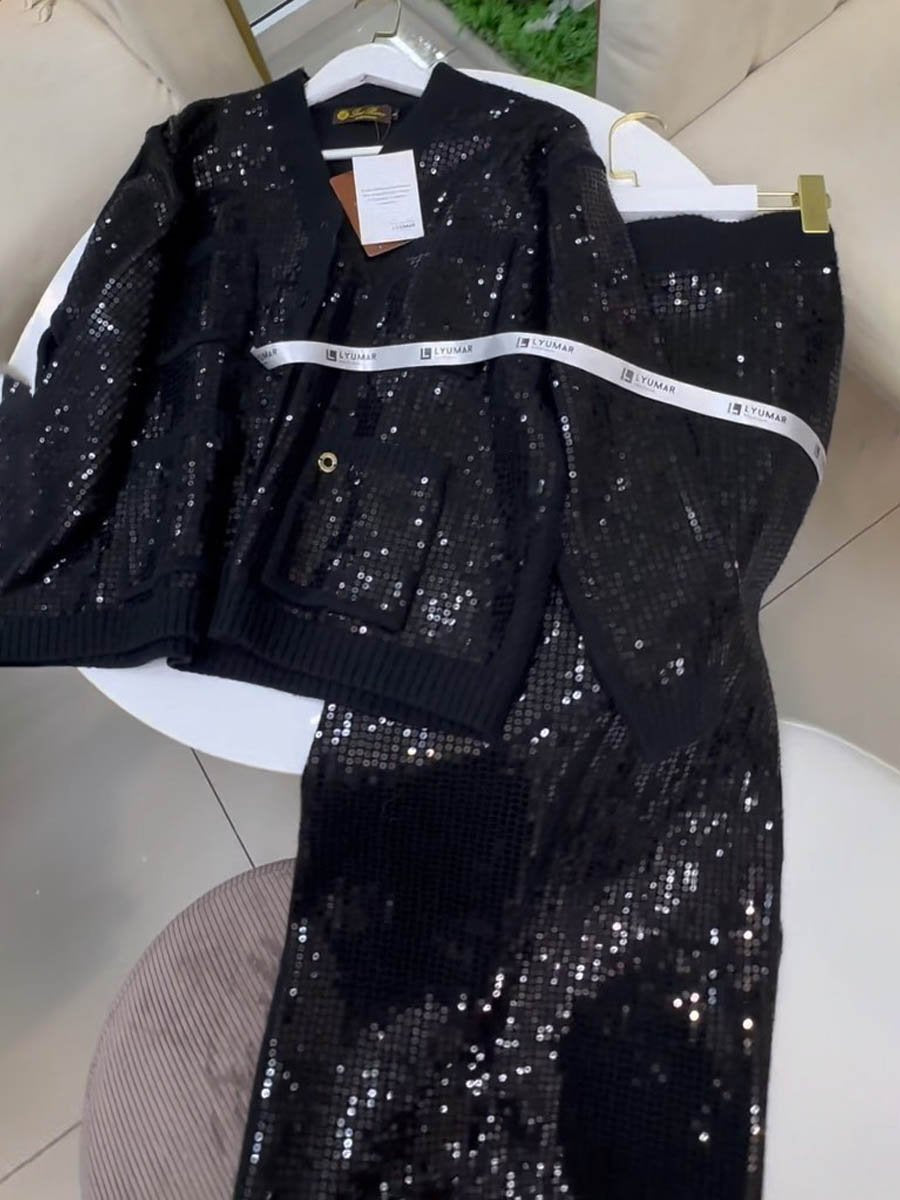 Shining Knit Two Pieces Dress