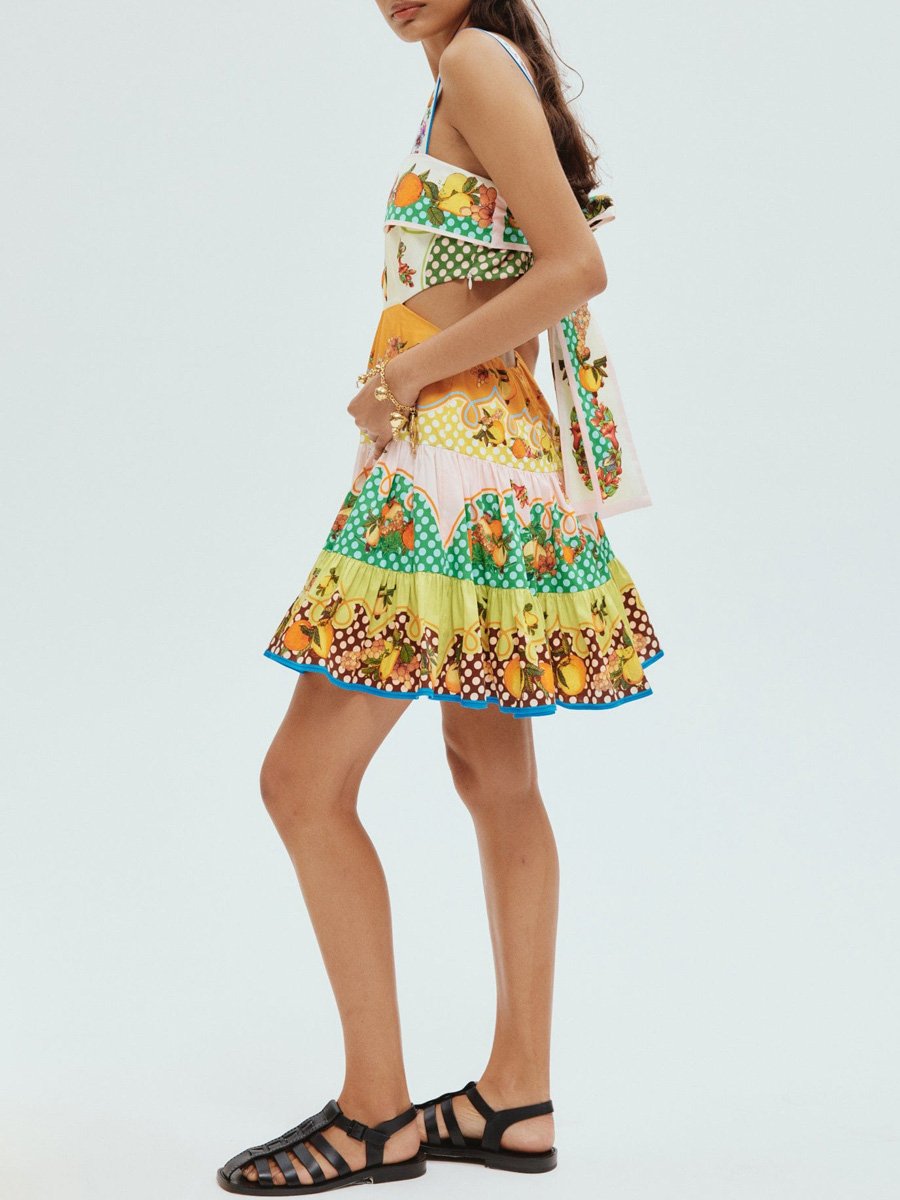 Printed Cut Out Mini Dress