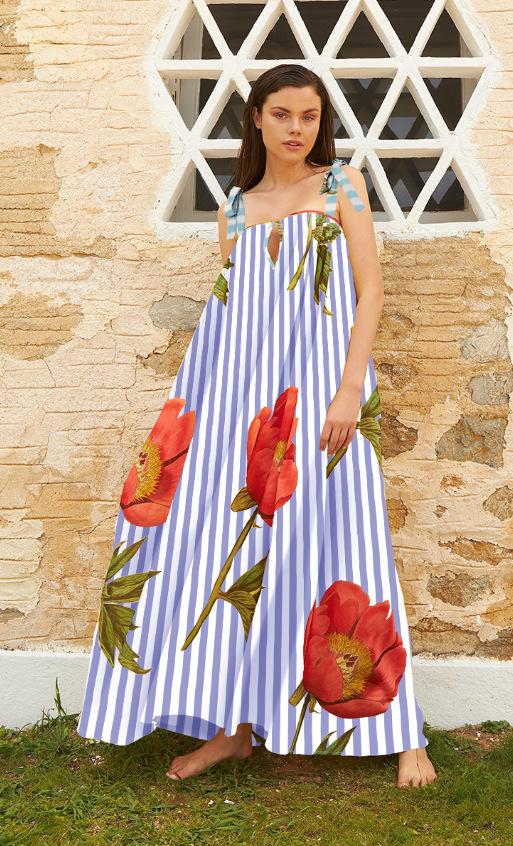 Fashion Printed Sleeveless Bohemian Midi Dress