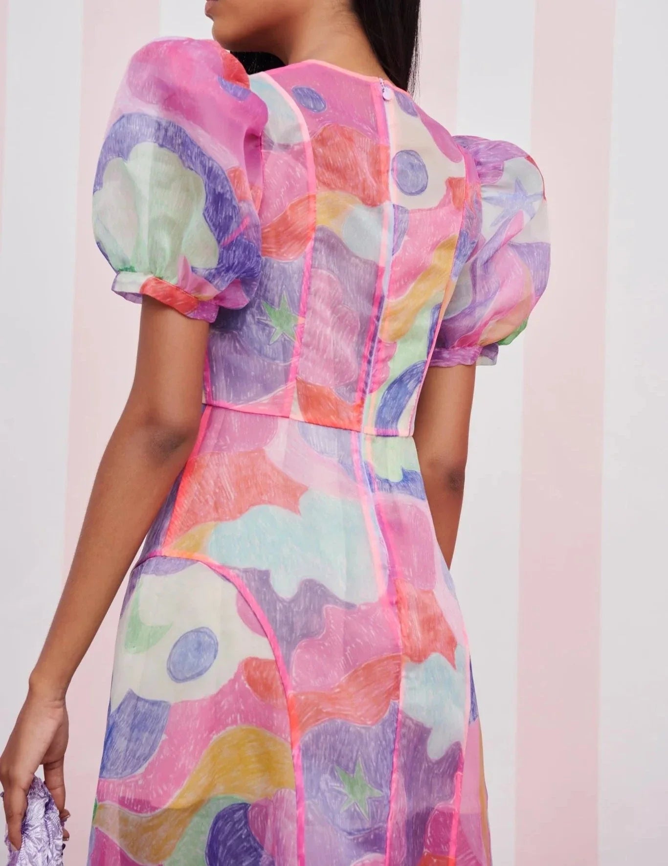 Sweetheart Neck Midi Printed Dress