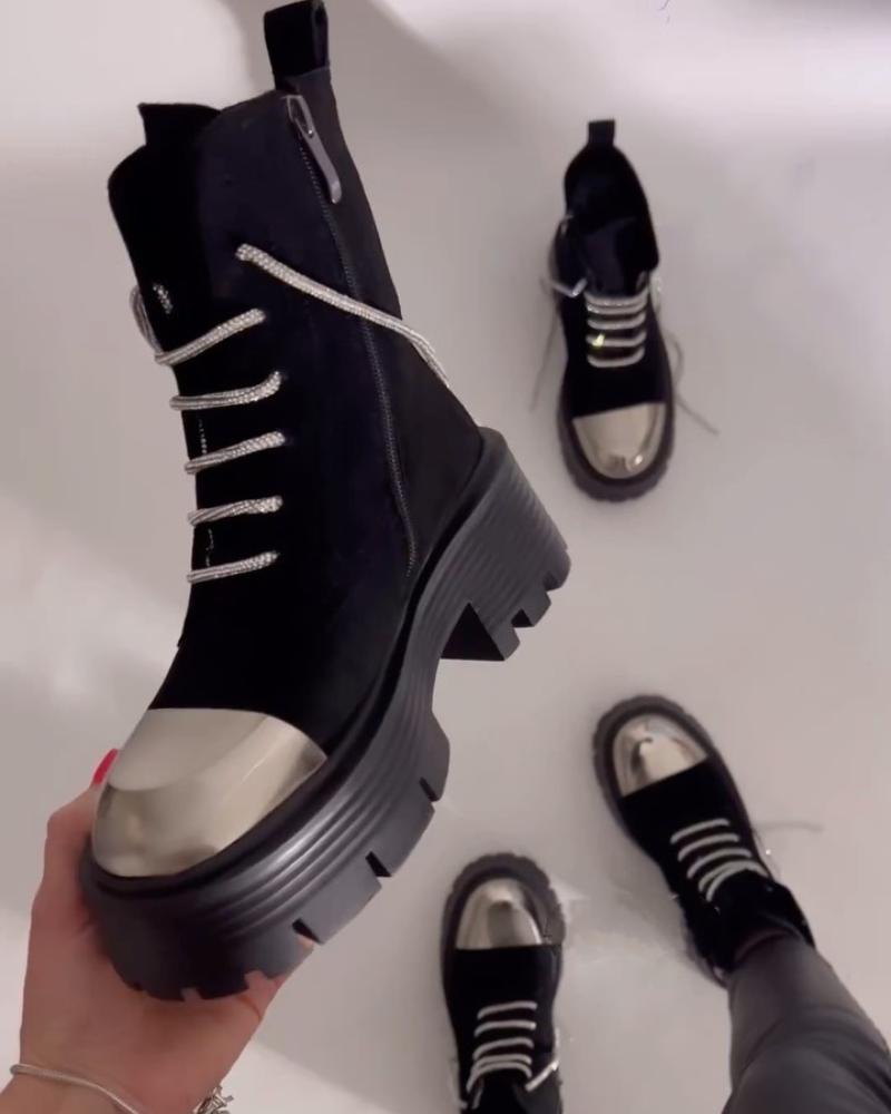 Sparkly Colorblock Martin Boots