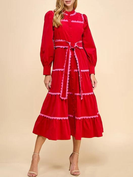 Tiered Scalloped Detail Dress