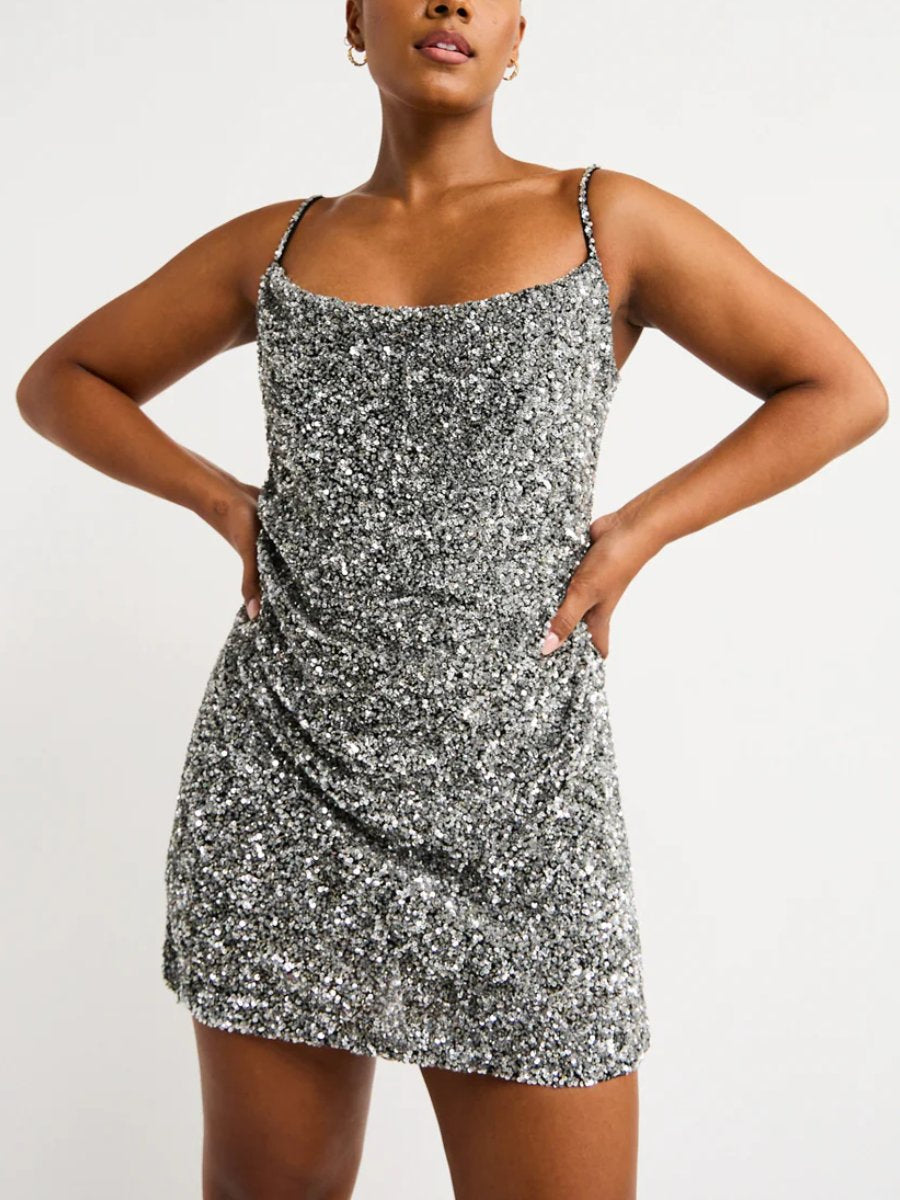 Corrie Mini Dress in Silver