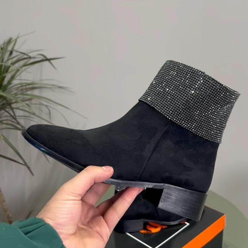 The Rhinestone Dazzle Boots With Zipper