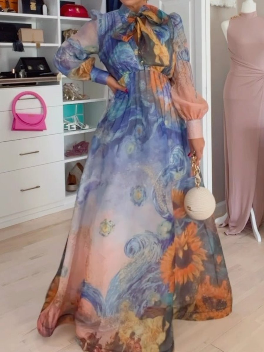 Sunflower Print Maxi Dress