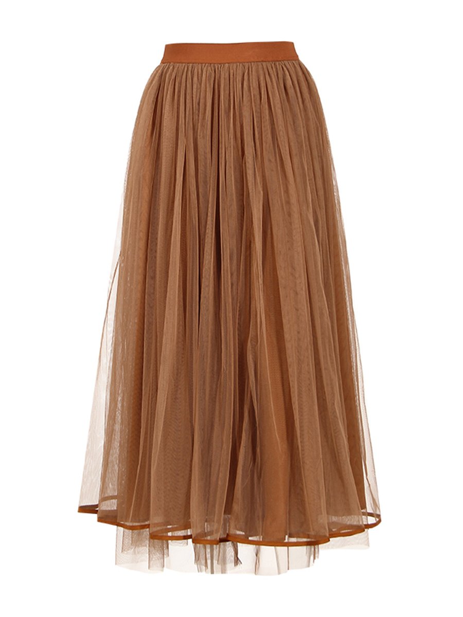 Lantern Sleeve Side Slit Knitted Sweater Dress & Mesh Skirt