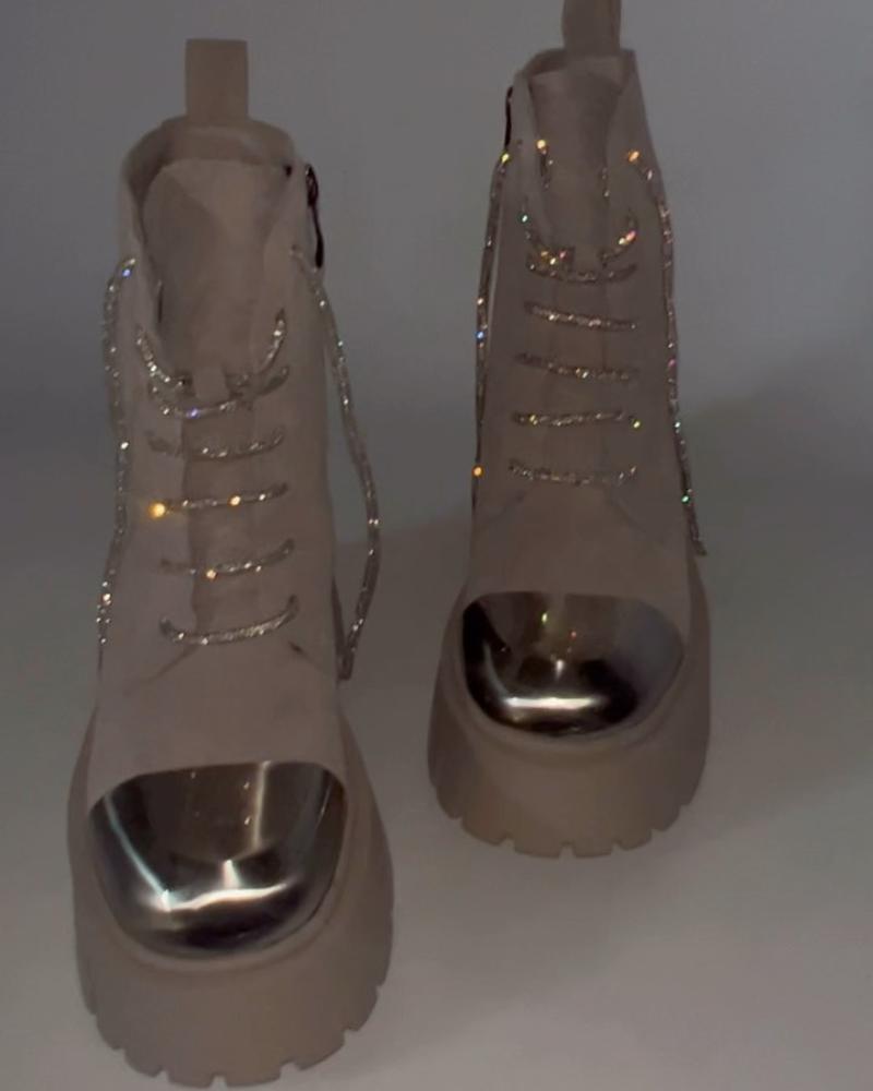 Sparkly Colorblock Martin Boots