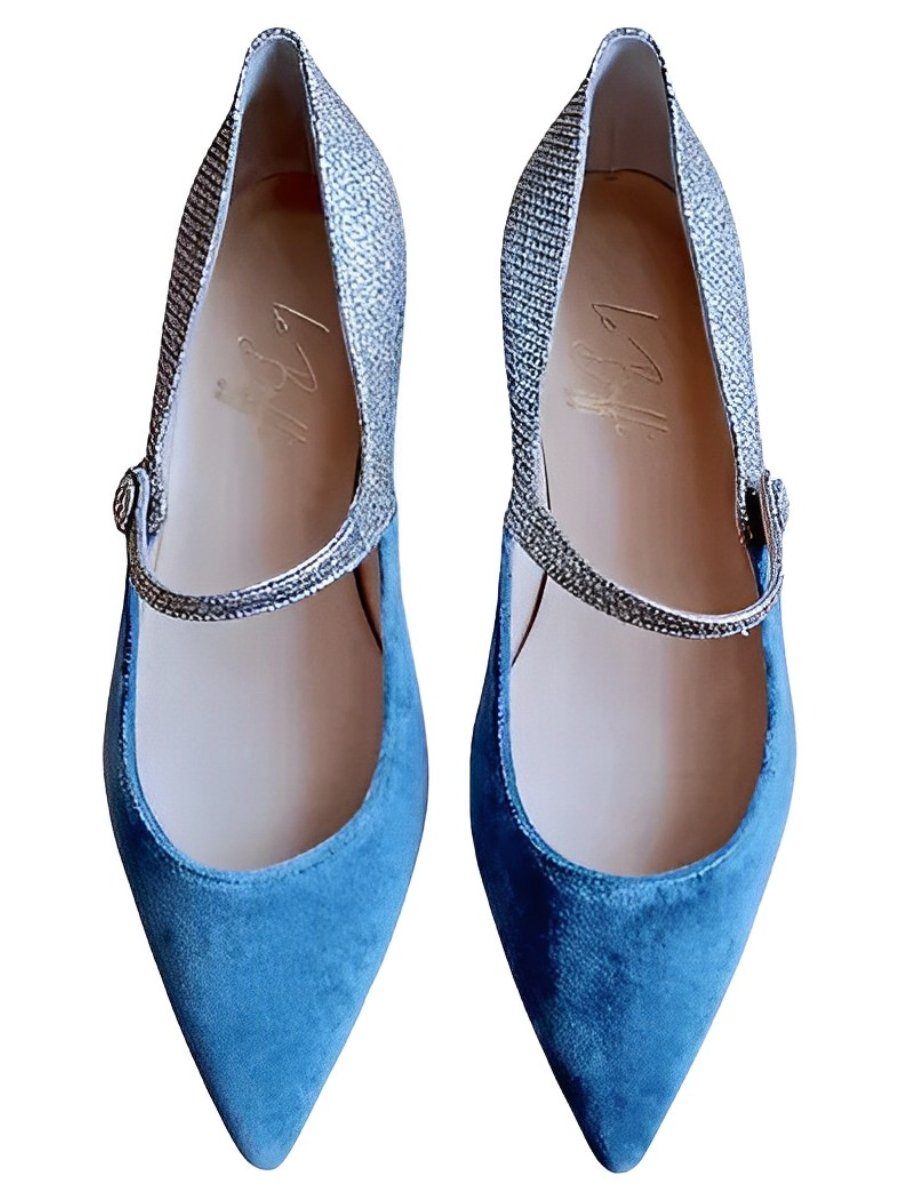 Mary Jane Flat In Light Blue Fabric