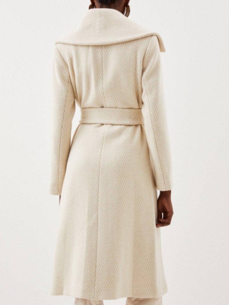 Oversized Notched Collar Wrap Coat