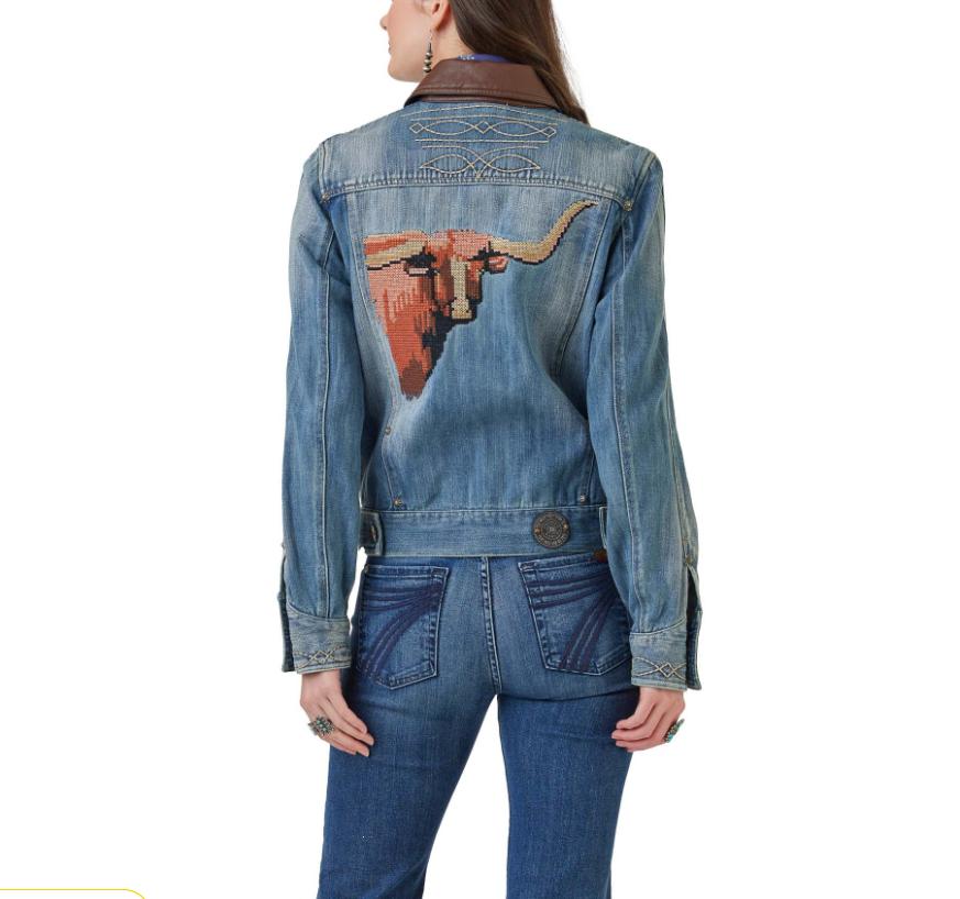 Leather Collar Denim Jacket