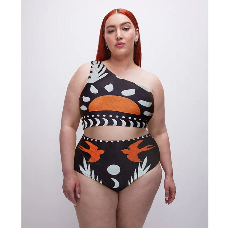 One Shoulder High Waist Bikini Swimsuit and Pants