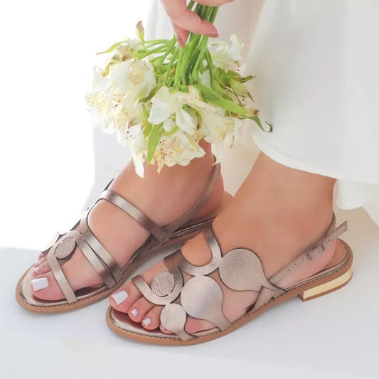Champagne Hollow Low Heeled Sandals