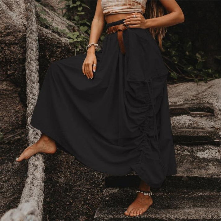 Side Drawstring Casual Skirt