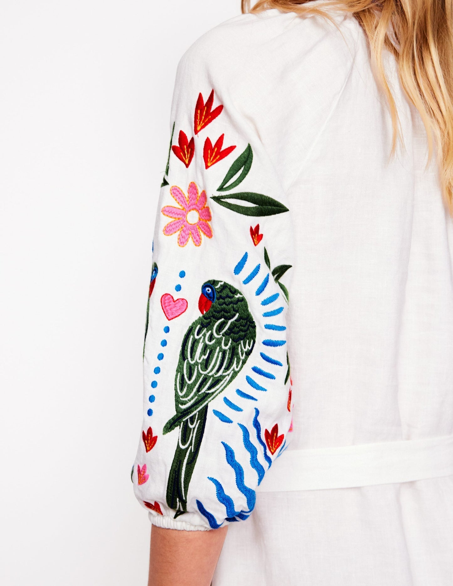 Embroidered Linen Tassel Dress